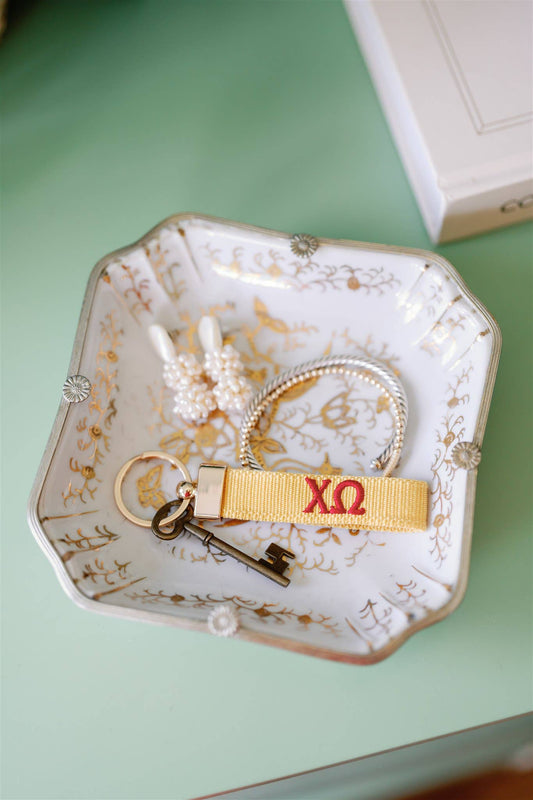 Chi Omega Embroidered Keychain