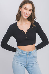 Stay Lively Long Sleeve Crop in Black