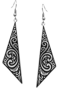 Tooled Silver Triangle Earring