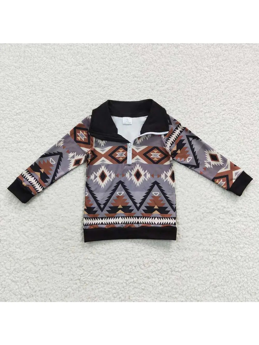 Neutral Aztec Kids Pullover Jacket