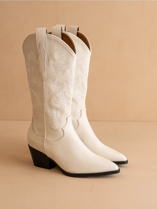The Amaya Off White Classic Western Cowboy Boot
