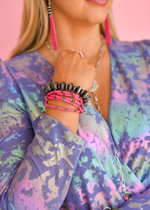 5 Strand Pink Stretch Bracelet