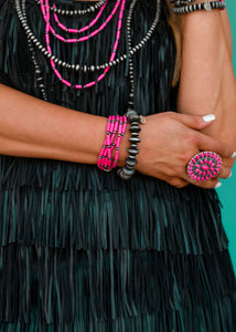 5 Strand Pink Stretch Bracelet