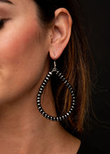 Load image into Gallery viewer, Burnished Silver &amp; Black Rondell Bead Teardrop Earring
