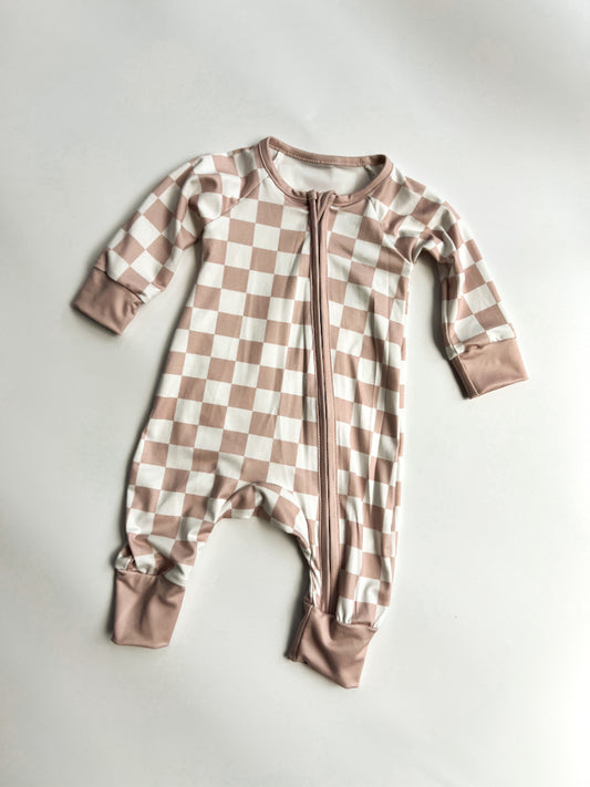 Neutral Check Romper
