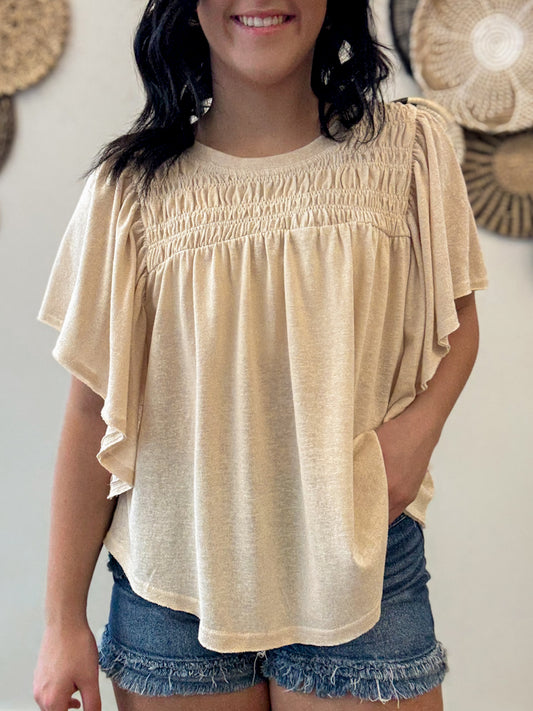 Cream Valley Ruffle Top