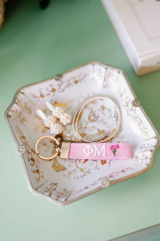 Phi Mu Embroidered Keychain
