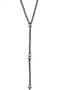 Silver Bead Lariat Necklace