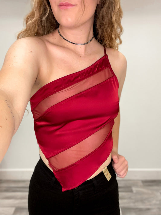 Camila Crimson One Shoulder Top