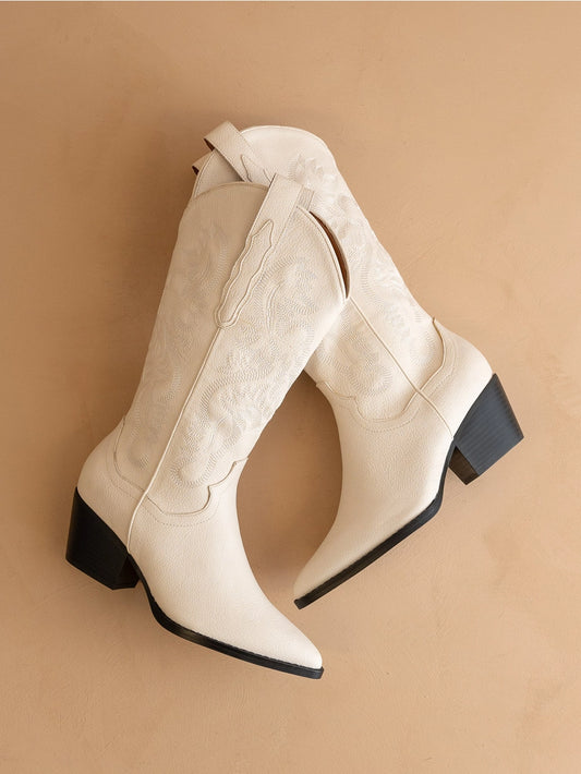 The Amaya Off White Classic Western Cowboy Boot