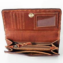 Load image into Gallery viewer, Whitley White Stitch Tri-Fold Tooled Wallet
