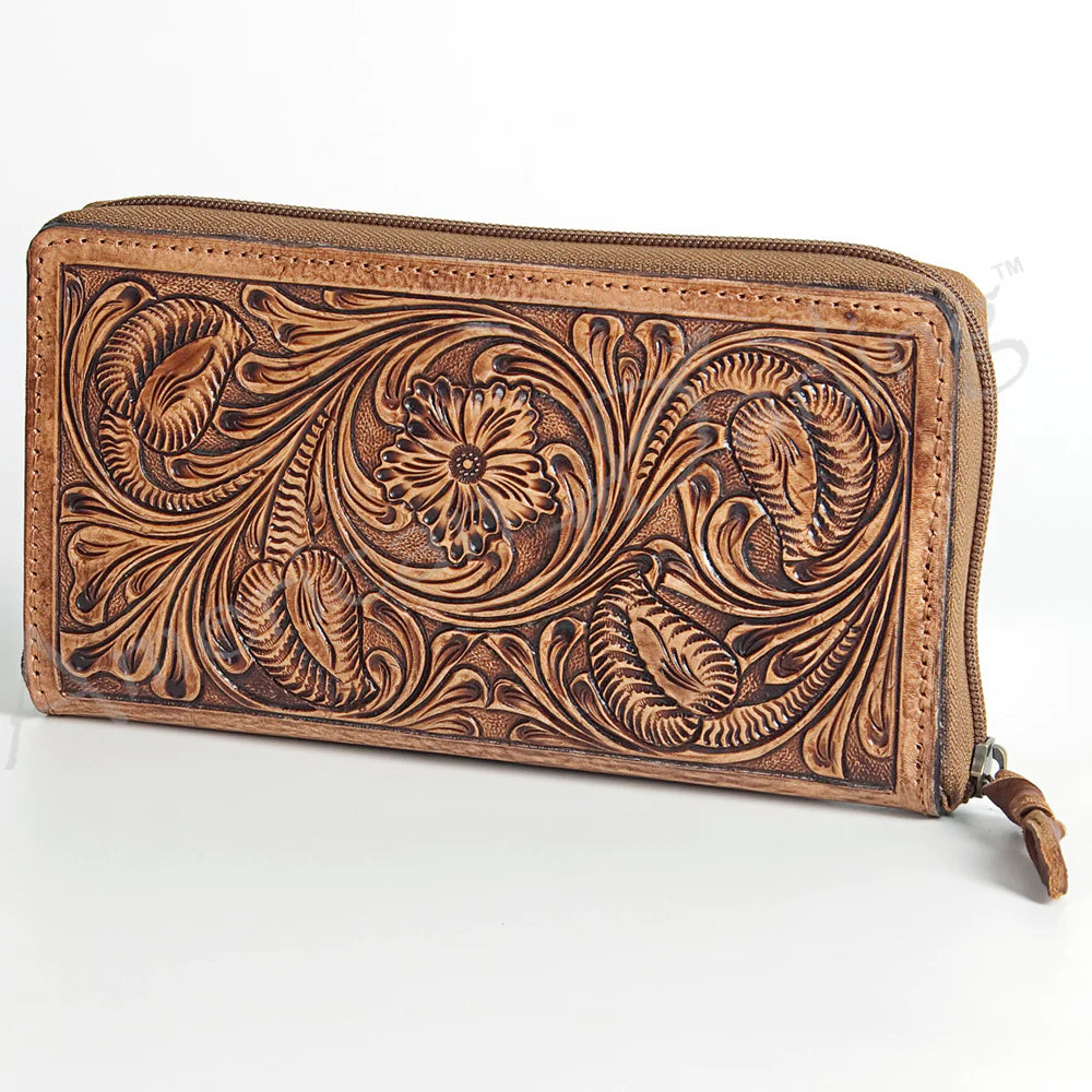 Ranchin' Dream Tooled Leather Zip Wallet