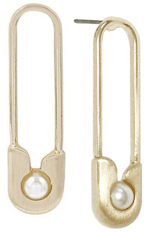 Pearl Safety Pin Earring