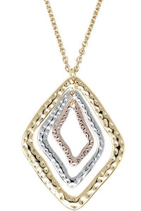 Hammered Multi Metal Pendant Necklace