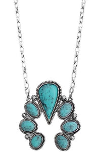 Turquoise Squash Blossom Pendant Necklace