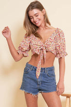 Load image into Gallery viewer, Sweet Talk Coral Floral Crop Top
