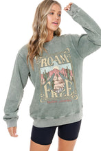 Load image into Gallery viewer, Roam Free Olive Graphic Crew
