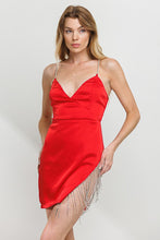 Load image into Gallery viewer, Rockin&#39; Rhinestone Red Mini Dress
