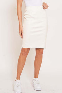 A Total Moment White Leather Midi Skirt