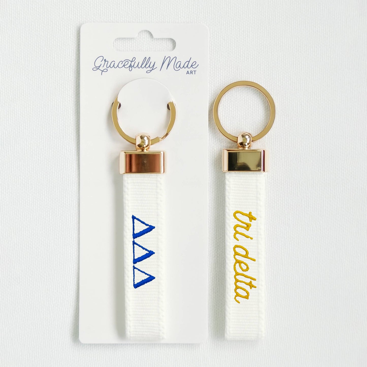 Delta Delta Delta Embroidered Keychain