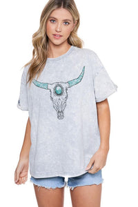 Turquoise Longhorn Graphic Tee