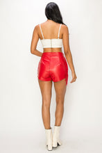 Load image into Gallery viewer, Feeling The Vibes Red Fringed Leather Shorts
