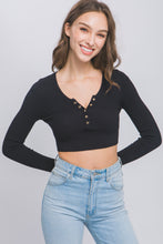 Load image into Gallery viewer, Stay Lively Long Sleeve Crop in Black
