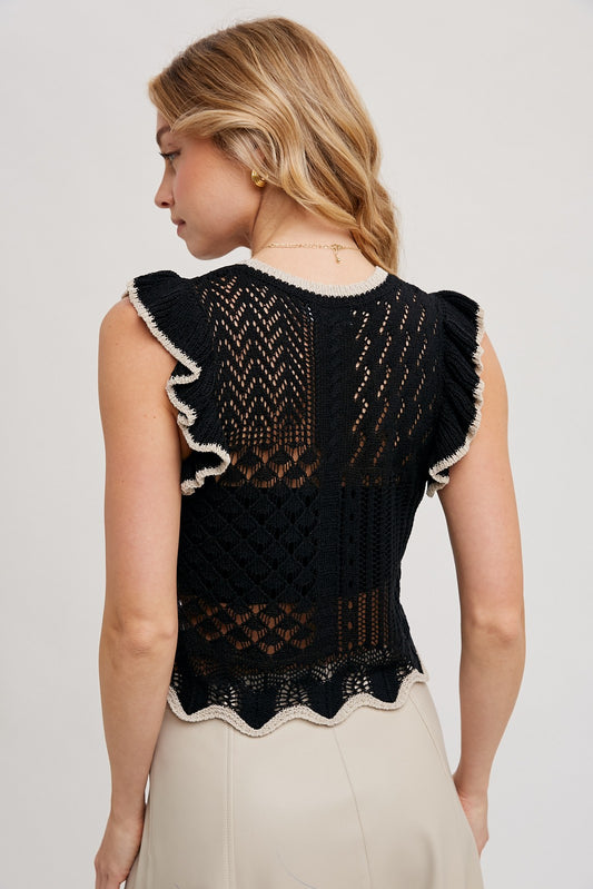 Midnight Meadow Ruffle Top