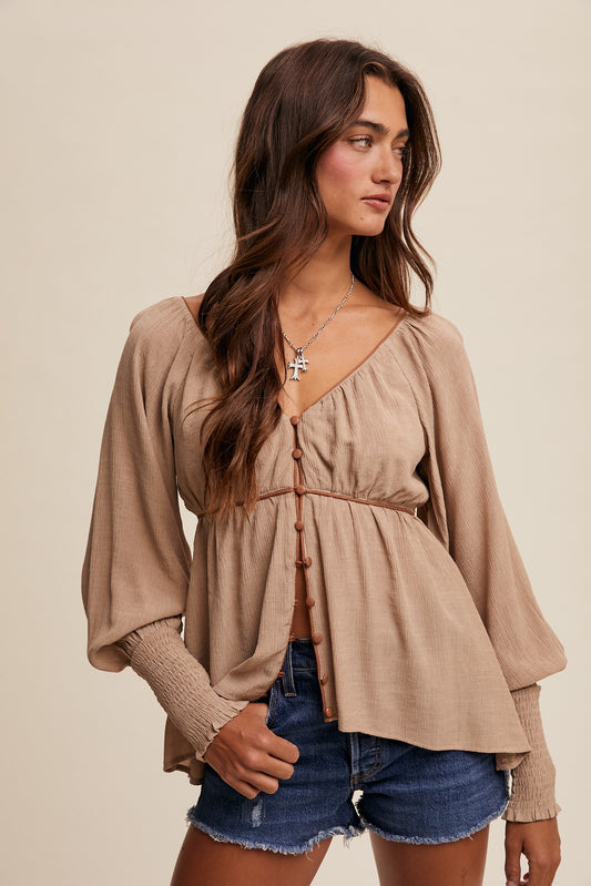 Boho Breeze Buttoned Blouse