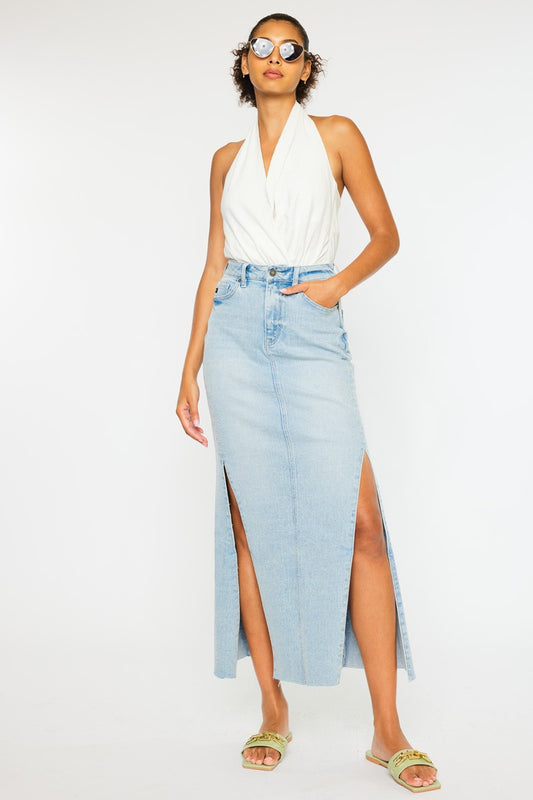 High Plains Denim Maxi Skirt
