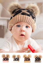 Load image into Gallery viewer, C.C Leopard Double Pom Beanie Hat for Baby: Light Melange Gray
