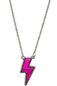 Pink Lightning Pendant Necklace