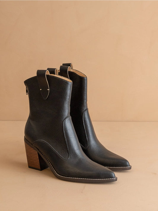 The Tara Black Two Paneled Western Cowboy Boot
