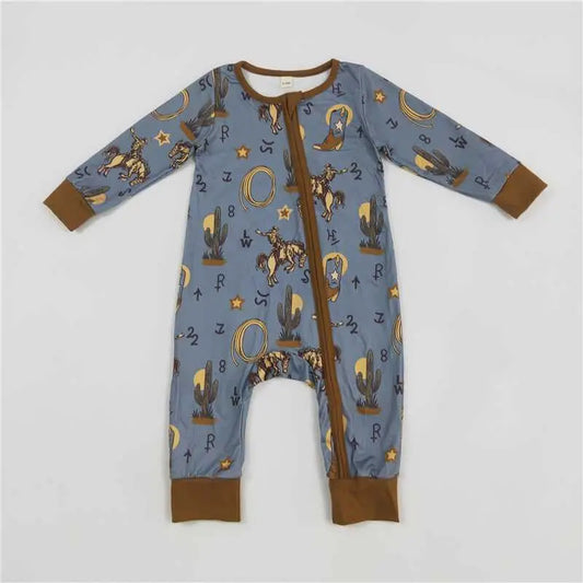 Blue Buckaroo Romper