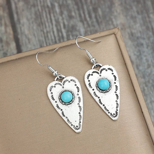 Turquoise Heart Dangle Earrings