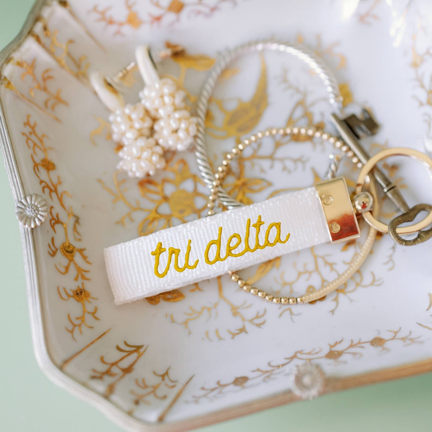Delta Delta Delta Embroidered Keychain