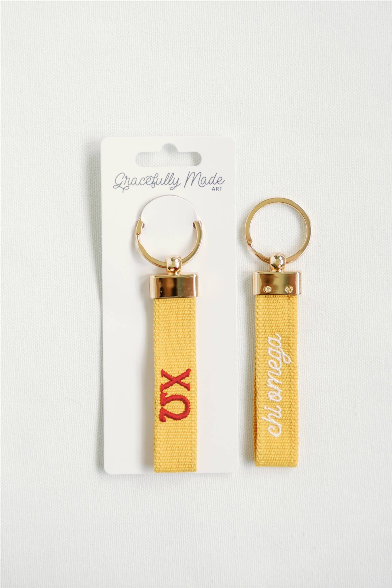 Chi Omega Embroidered Keychain