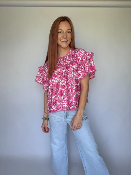 Pink Lemonade Ruffle Top