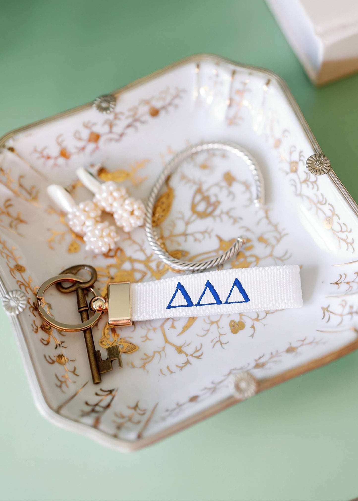 Delta Delta Delta Embroidered Keychain
