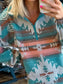 Quarter Zip Elastic Cuffs Aztec Sweatshirt