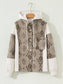Western Aztec Print Color Block Patchwork Drawstring Hooded Shacket