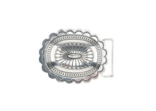 Load image into Gallery viewer, Oval Burnished Silver Stamped Concho Buckle
