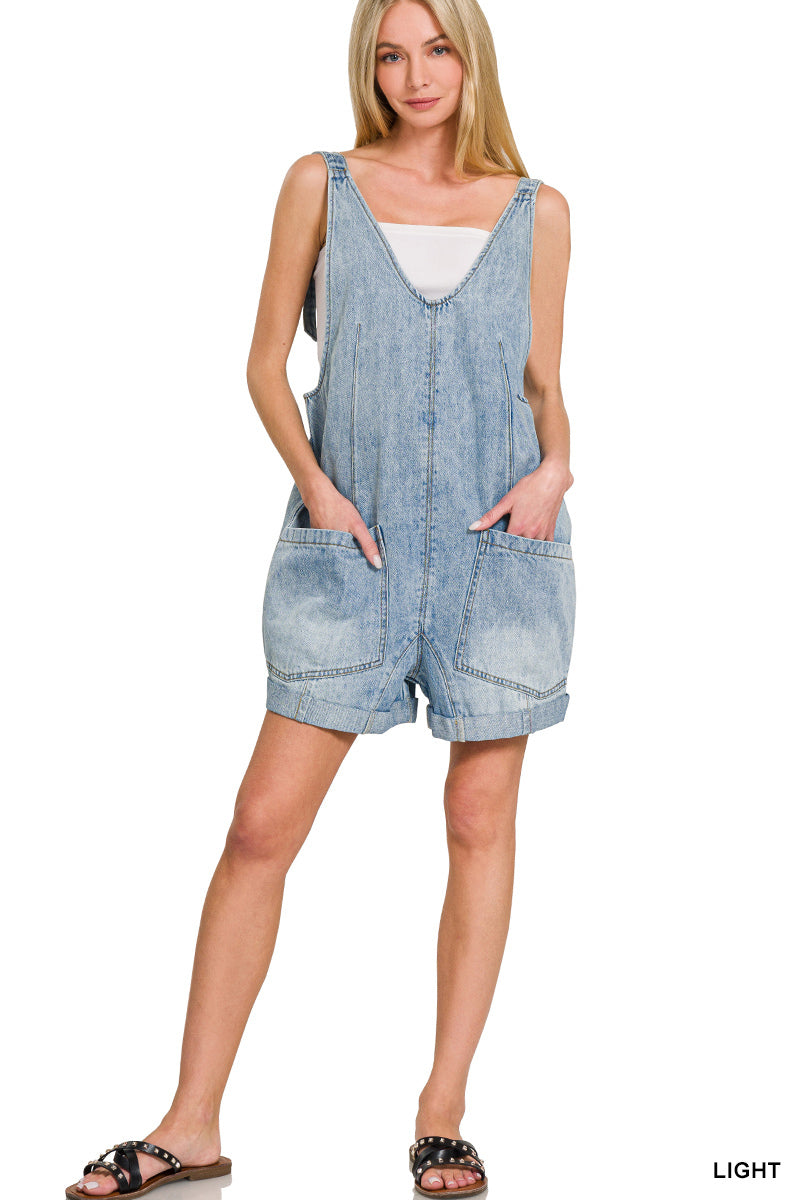 Whispering Sky Denim Romper