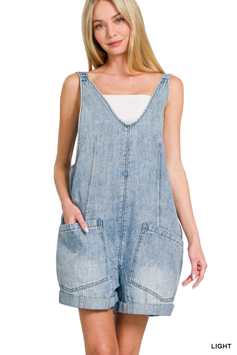 Whispering Sky Denim Romper