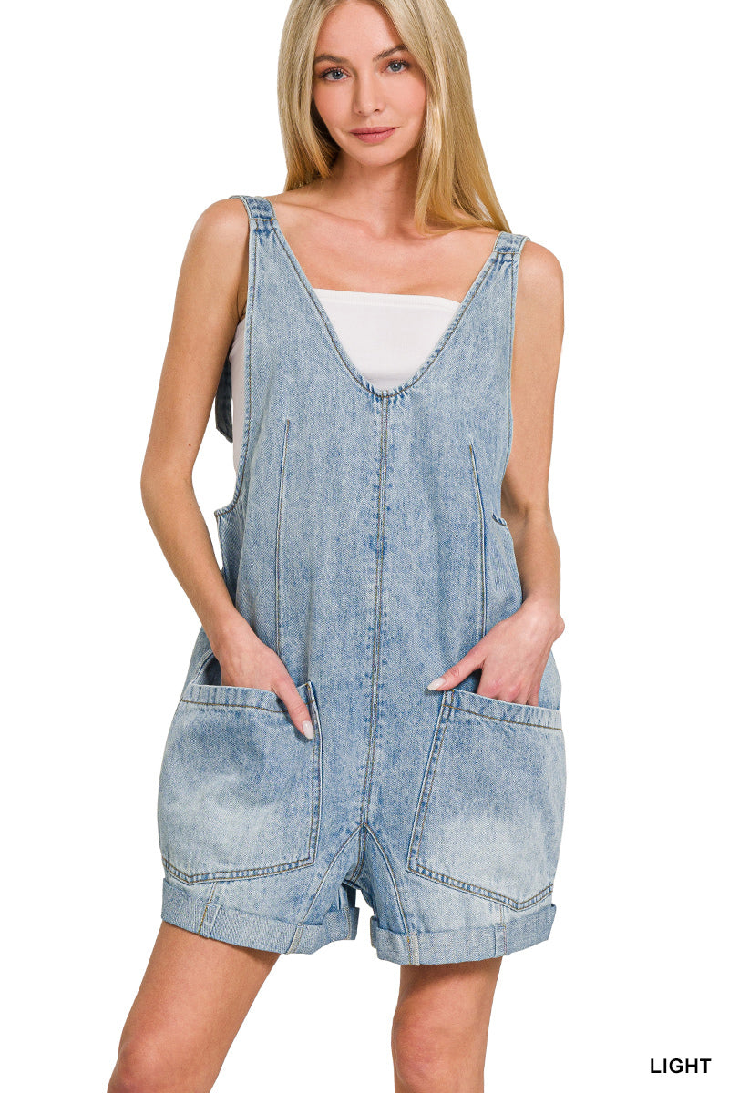 Whispering Sky Denim Romper