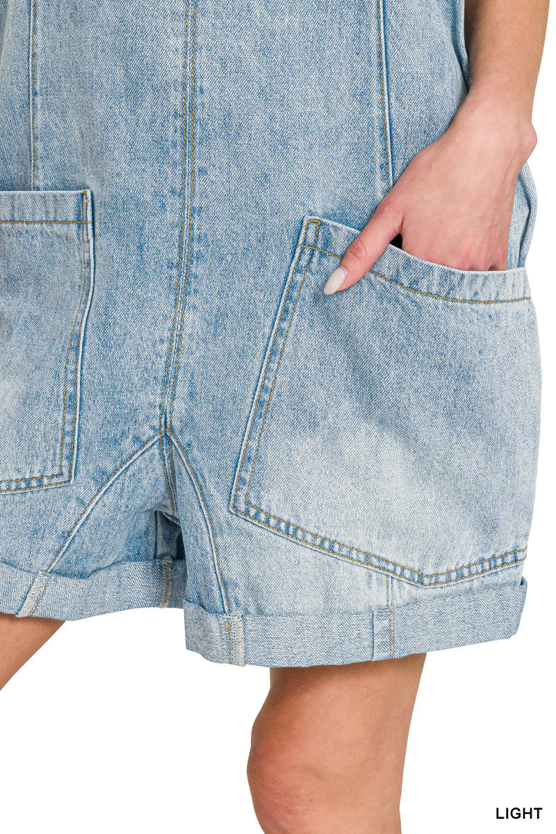 Whispering Sky Denim Romper