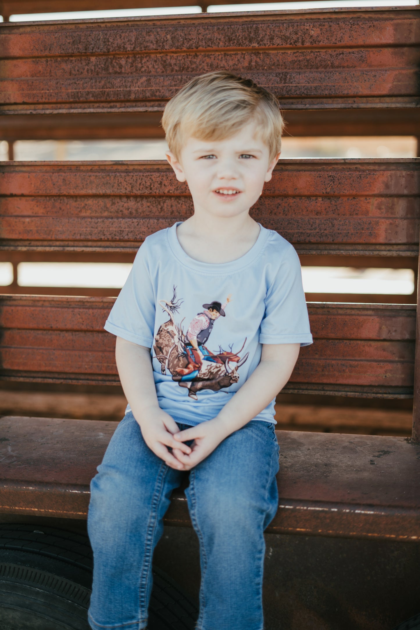 Light Blue Bucking Bull Tee