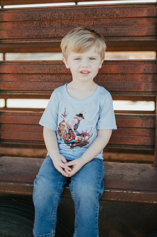 Light Blue Bucking Bull Tee
