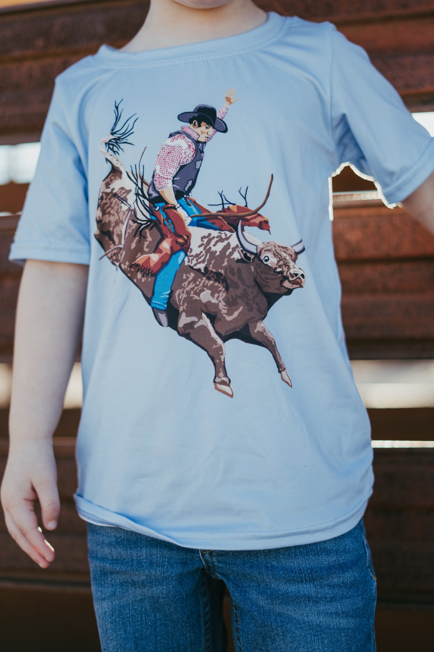 Light Blue Bucking Bull Tee