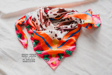 Load image into Gallery viewer, Women&#39;s scarf, Western Accessories, Western Apparel, Western Wholesale, western wild rags, cowboy rags, cowboy scarf, Wholesale Accessories, Wholesale Apparel, colorful wild rags, bright wild rags, cactus wild rag, cactus and cow print, cow print wild rag
